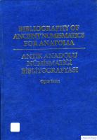 Bibliography of Ancient Numismatics for Anatolia : Antik Anadolu Nümismatiği Bibliyografyası