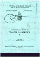 Festschrift in Honor of Walter G. Andrews I : Walter G. Andrews Armağanı I