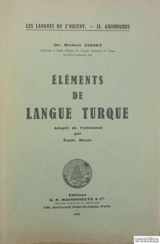 Elements de Langue Turque Herbert Jansky