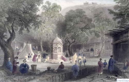 Market scene and fountain, Antioch [Antakya] William Henry Bartlett
